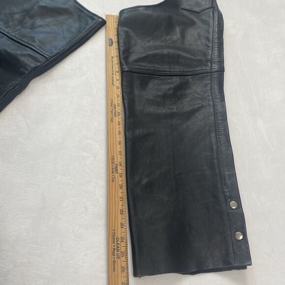 Vintage Barneys Leather Chaps Adult XL Black Leather Motorcycle Riding - Picture 7 of 15